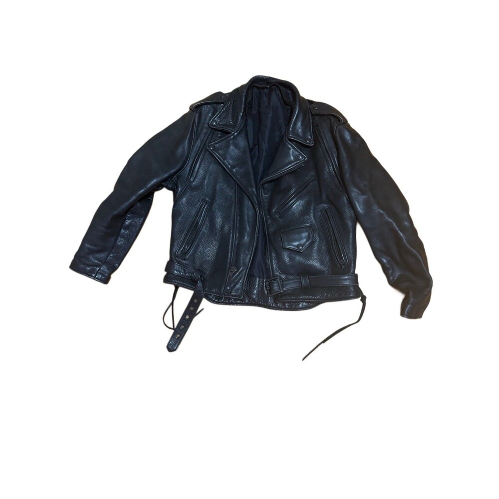 Vintage USA MADE All Black Jacket Bomber Varsity Large Size 54